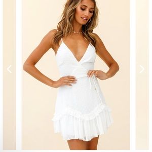 ERICA CAMI STRAP ACCORDION PLEAT DRESS HAIL SPOT WHITE, size small